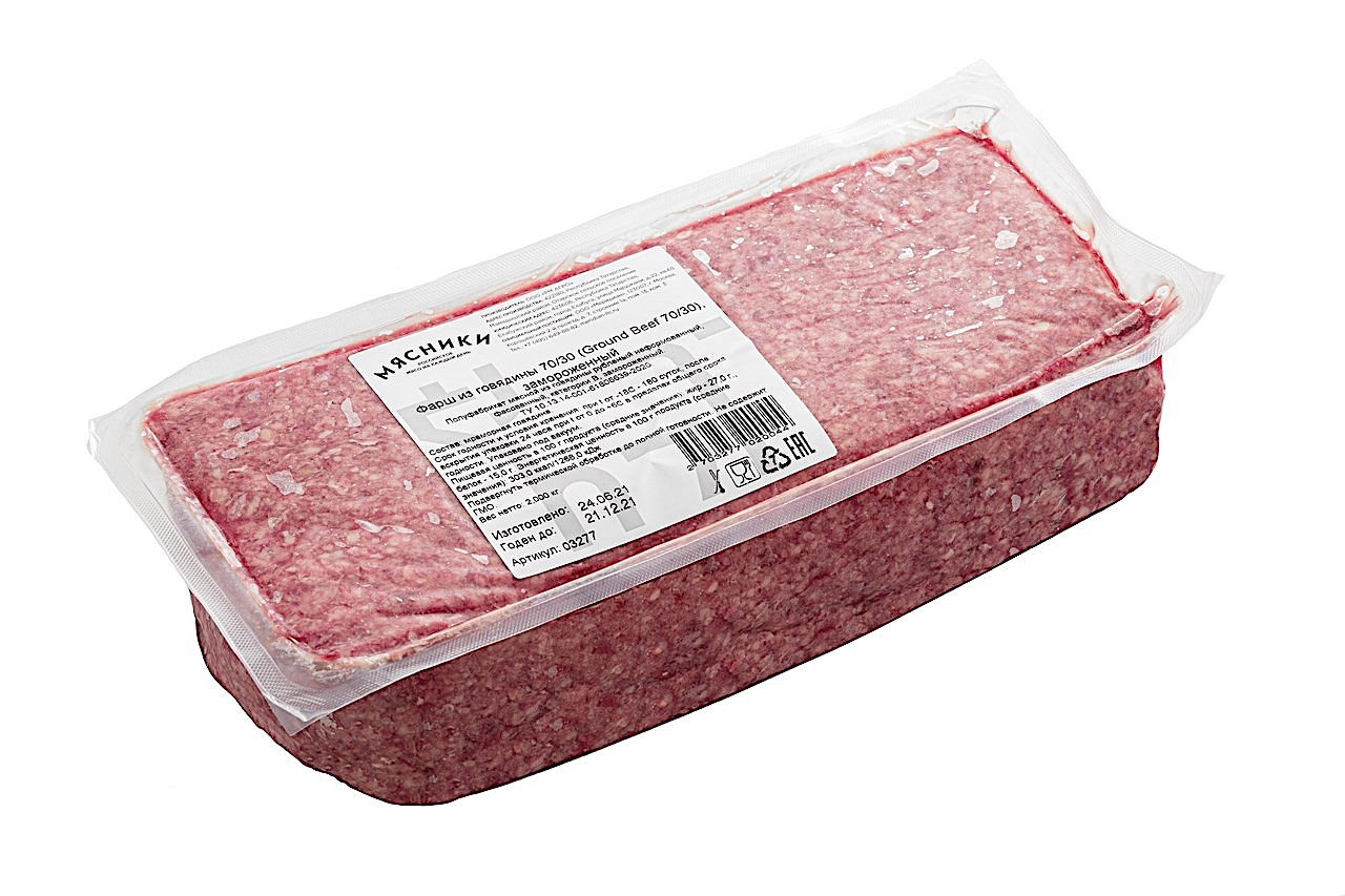 Говядина Фарш 70/30 (Ground beef), 2кг*12 Мясники 1шт: купить за 1 488 ...