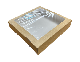 Упаковка Ланч бокс Dockel с/сб с окном 1500мл, 200х200х40 мм, крафт ламинация, 1шт*400