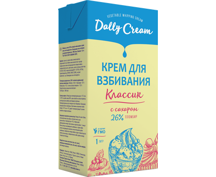 Крем на растительных маслах "DALLY CREAM" пломбир 26% 1л *12