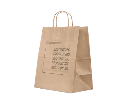 Упаковка Бумаж. пакет с кручеными ручками 260х150х350 мм, крафт, 70гр./м2, Россия 1шт*350, изображение 2