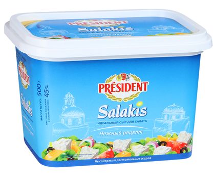 Сыр Салакис PRESIDENT 45% 500г 1*8шт