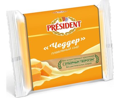 Сыр плавл. PRESIDENT 150г чеддер для тостов 1х15