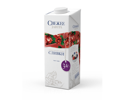 Сливки животные "Свежее завтра" 34% 1л   1*12