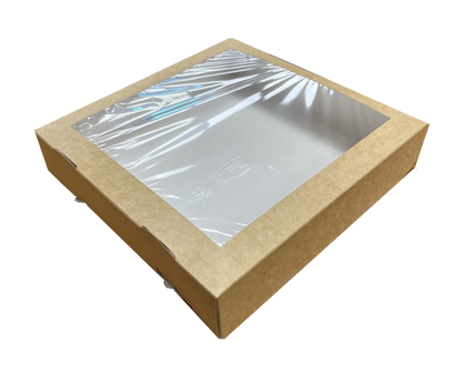 Упаковка Ланч бокс Dockel с/сб с окном 1500мл, 200х200х40 мм, крафт ламинация, 1шт*400
