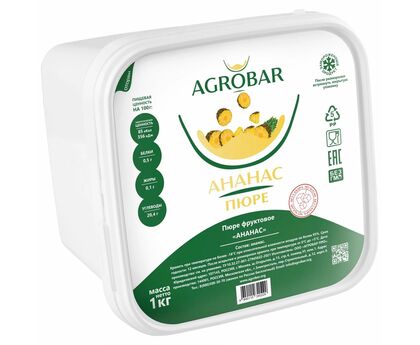 Пюре ананас без сахара 1кг*6, AGROBAR, Россия, изображение 2