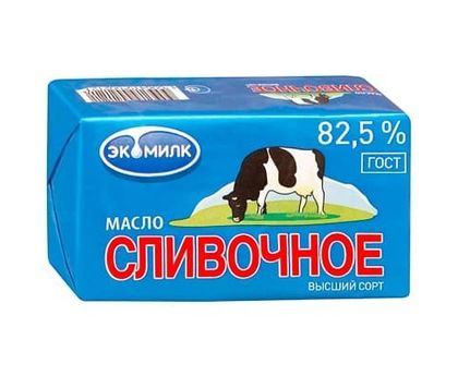 Масло сливочное Экомилк 82,5% 380г 1*8