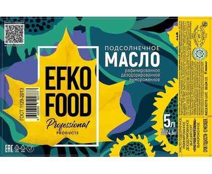 Масло подсолнечное раф EFKO FOOD Professional 5л*4, изображение 2