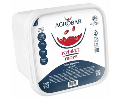 Пюре кизил 1кг*6, AGROBAR, Россия, изображение 2