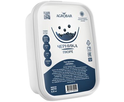 Пюре черника 250г*12, AGROBAR, Россия, изображение 2
