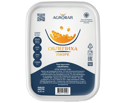 Пюре облепиха 250г*12, AGROBAR, Россия