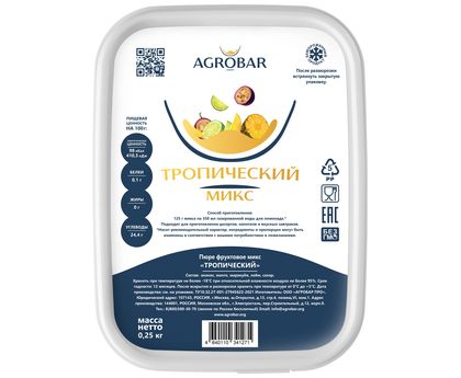 Пюре тропический микс 250г*12, AGROBAR, Россия