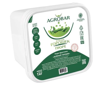 Пюре зеленый горошек без сахара 1кг*6, AGROBAR, Россия, изображение 2